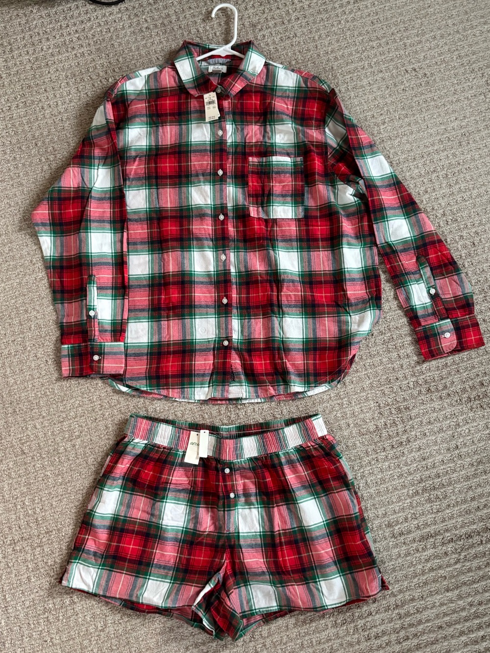 Aerie red/green plaid flannel pajama set - Size Medium
